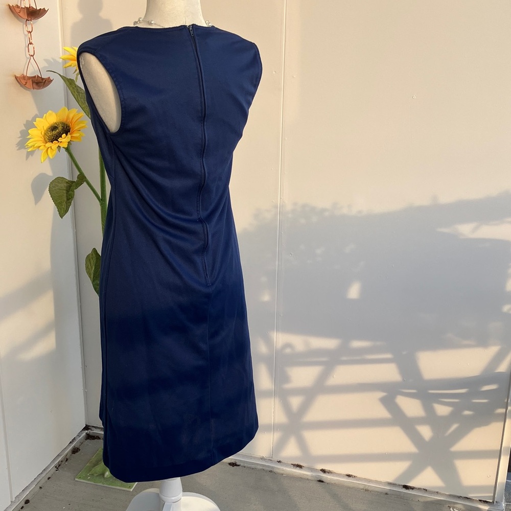 Vintage 60s 70s Mod Solid Navy Sleek Basic Minima… - image 5